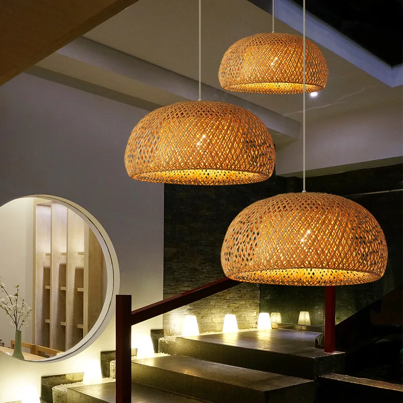 Pendente Artesanal Bambu e Madeira