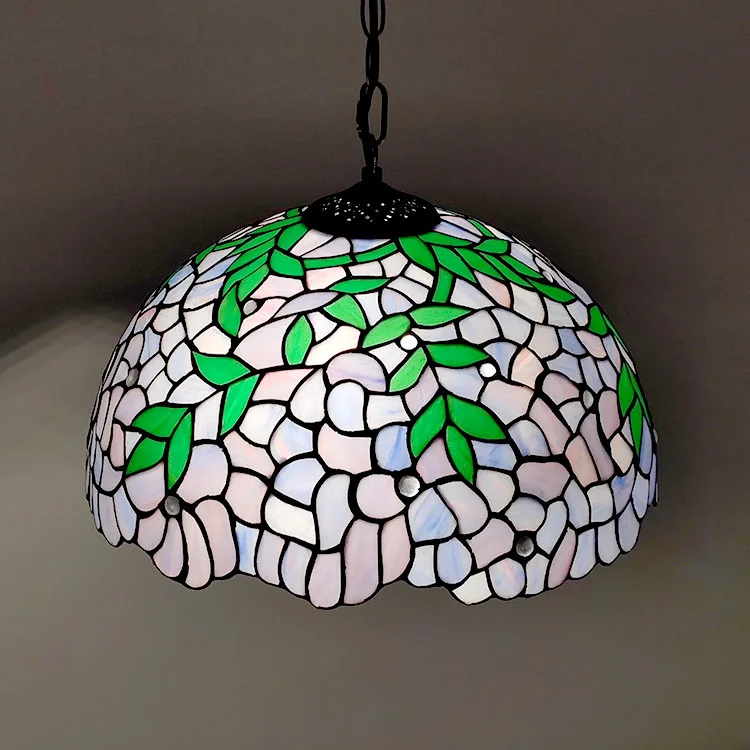 Pendente / Plafon Tiffany 16" Glicínia — Vitral Artesanal