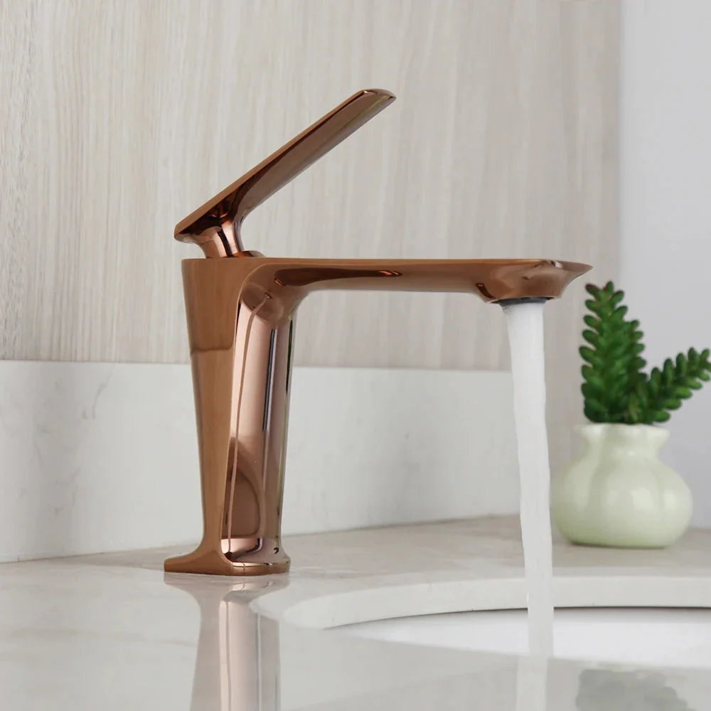 Torneira monocomando ouro rosa para banheiro e lavabo