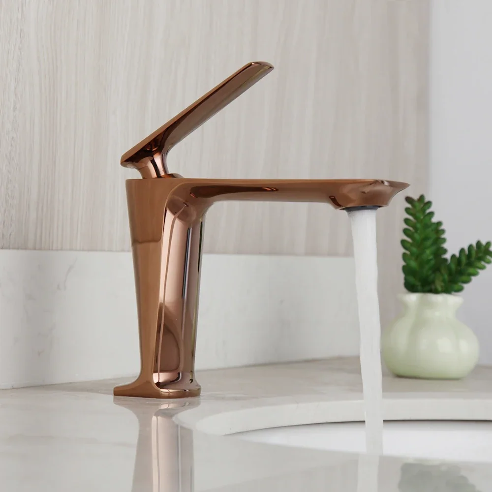 Torneira monocomando ouro rosa para banheiro e lavabo