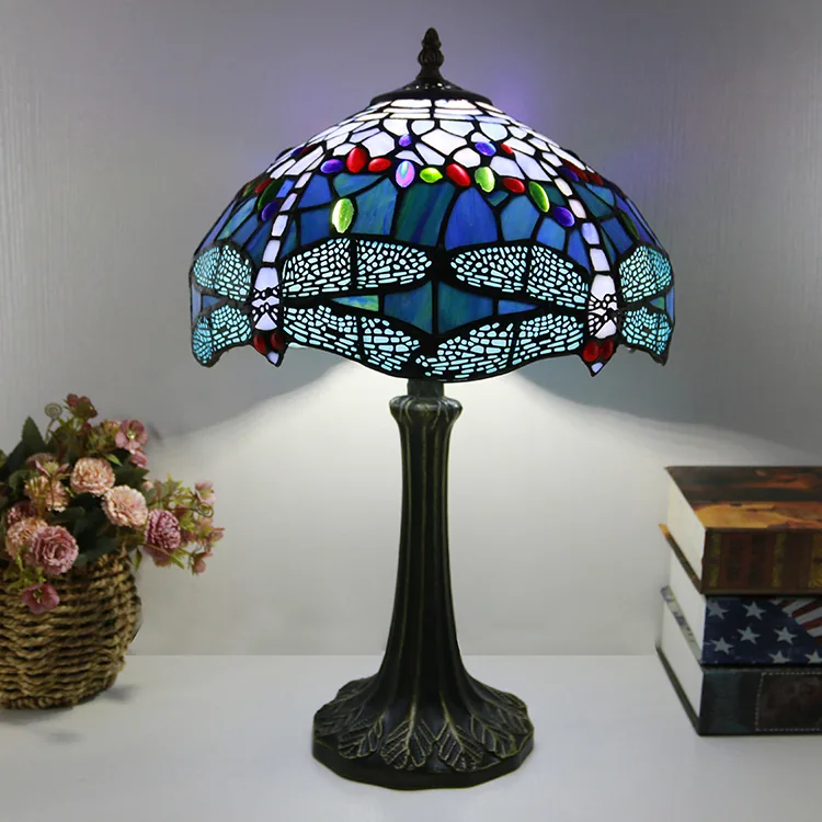 Abajur de Mesa Tiffany 12" Libélula — Vitral Artesanal