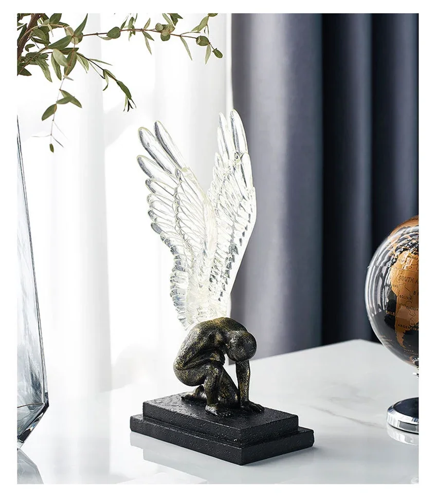 Escultura Decorativa Anjos: Ascensão Celestial em Resina