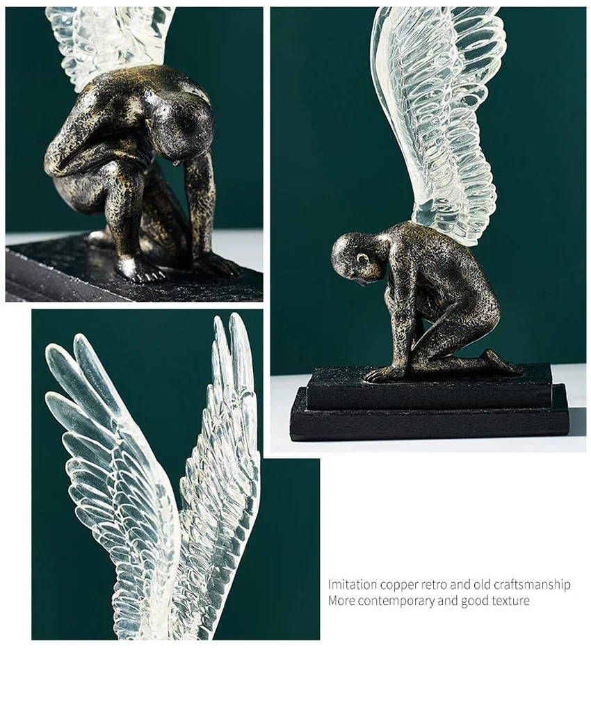 Escultura Decorativa Anjos: Ascensão Celestial em Resina
