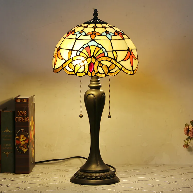 Abajur de Mesa Tiffany 12" Barroco — Vitral Artesanal