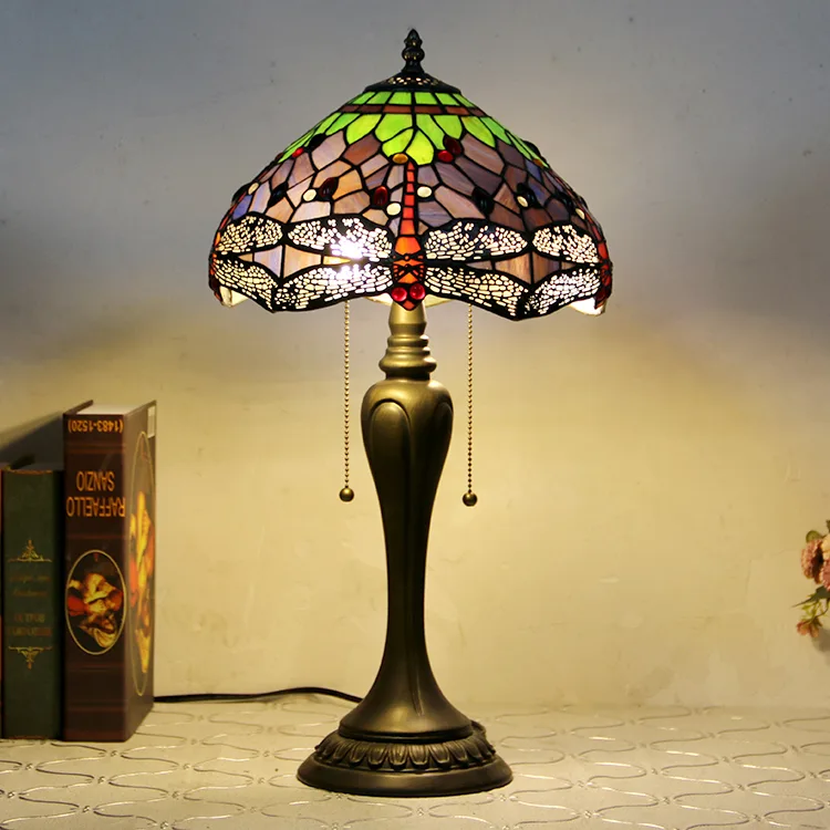 Abajur de Mesa Tiffany 12" Libélula — Vitral Artesanal