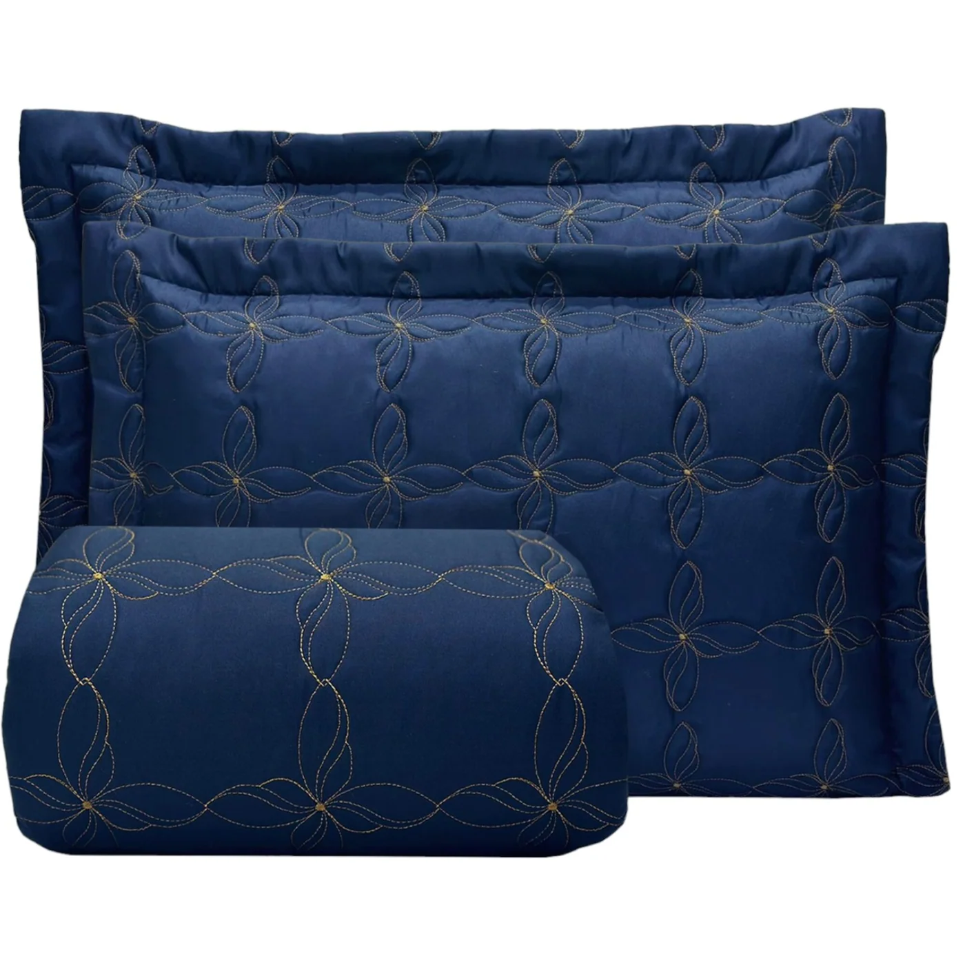 Cobre-Leito Super King Bordado Micropercal 300 Fios - 3 Peças