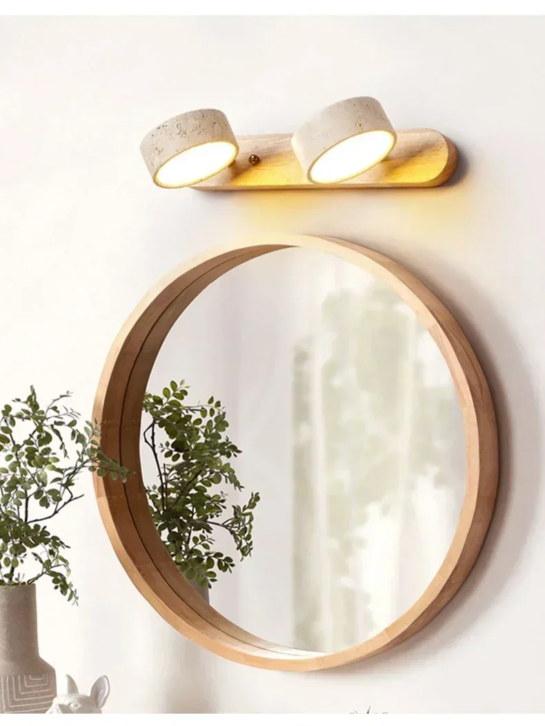 Arandela travertino natural com LED para espelho - 32cm