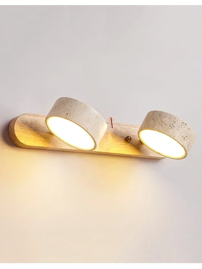 Arandela travertino natural com LED para espelho - 32cm