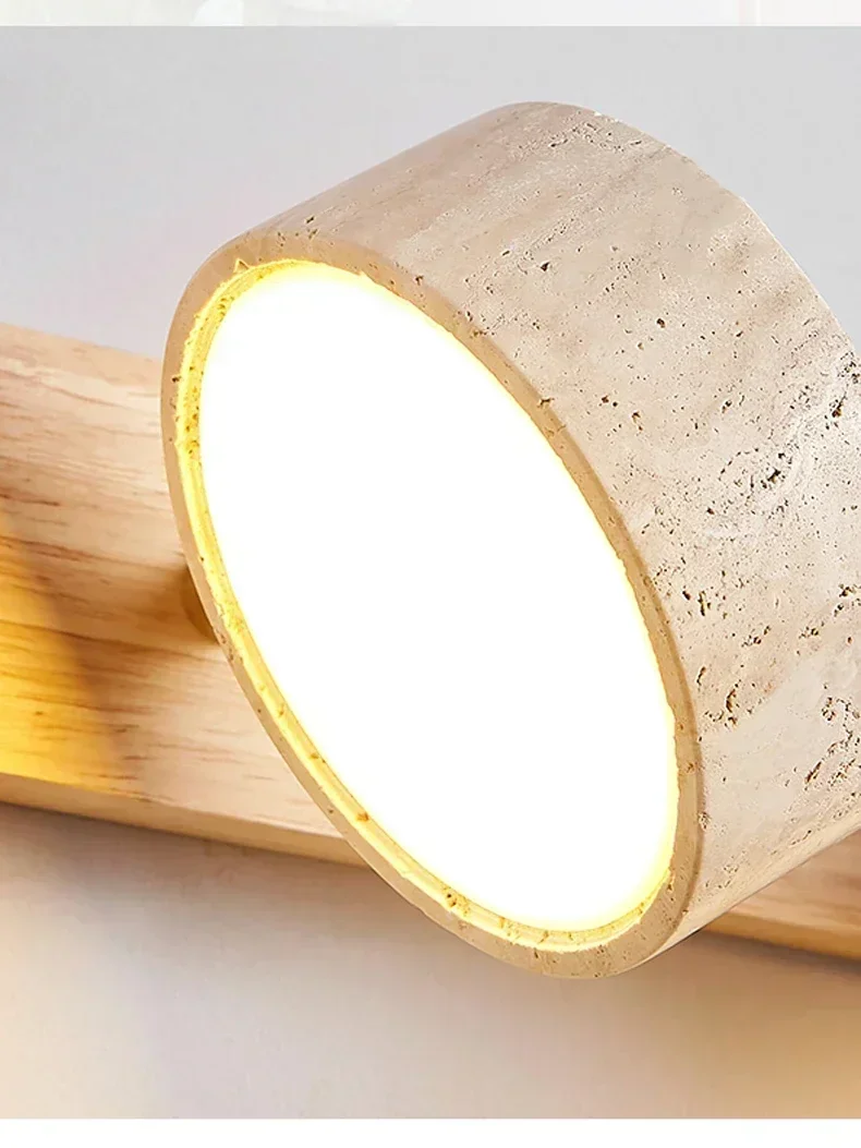 Arandela travertino natural com LED para espelho - 32cm