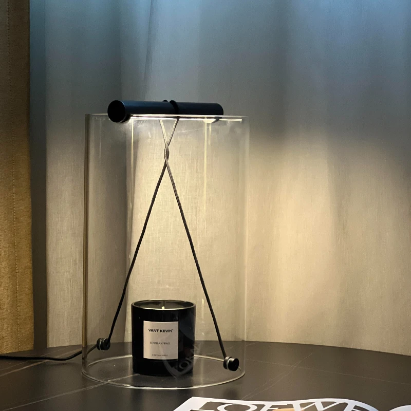 Abajur Mesa Design Moderno com Cúpula em Vidro Curvado