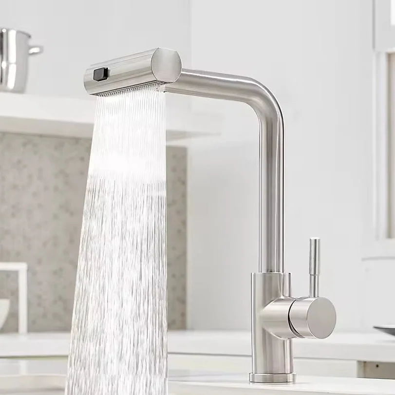 Torneira cozinha cascata flexível aço inox - Água quente e fria