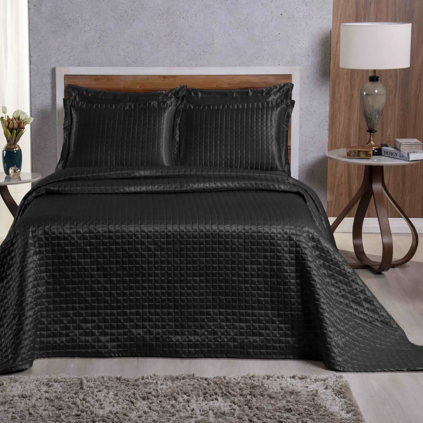 Cobre-Leito King Cetim Charmousse 3 Peças Toque Luxuoso