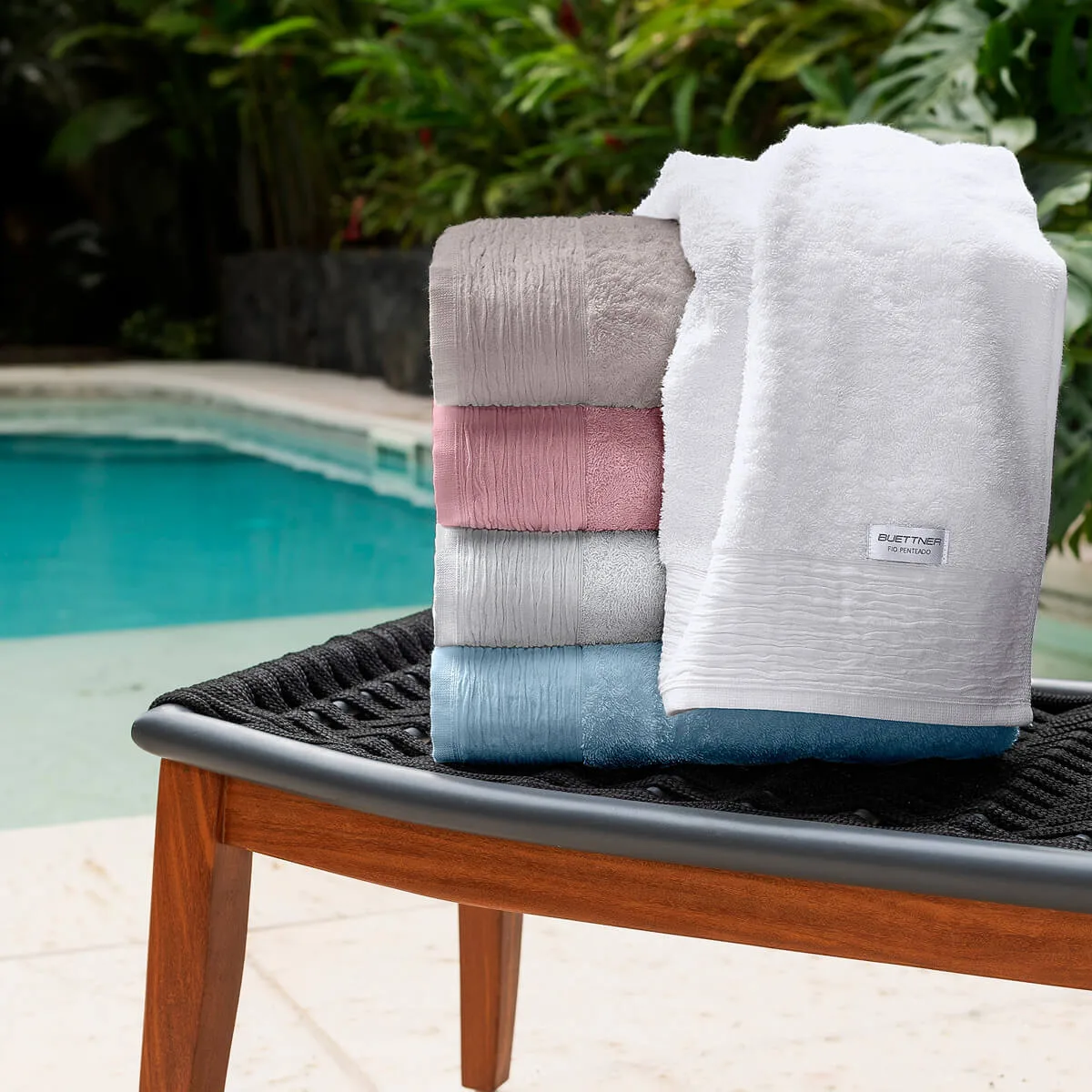 Toalha de Rosto 100% Algodão 460g/m² com Barra Anarruga 50cm x 80cm