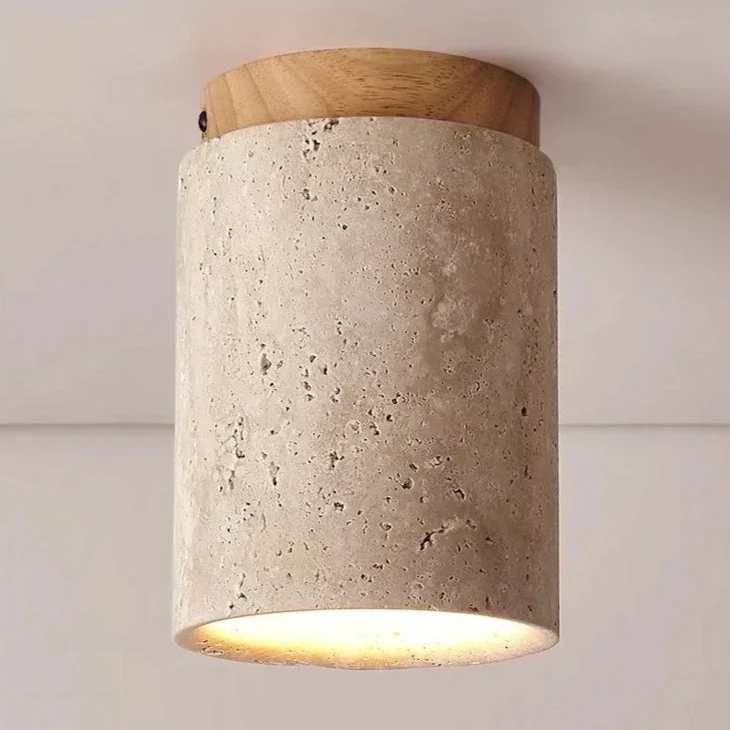 Lustre de Teto Pedra Travertino Velluto - Elegância Natural