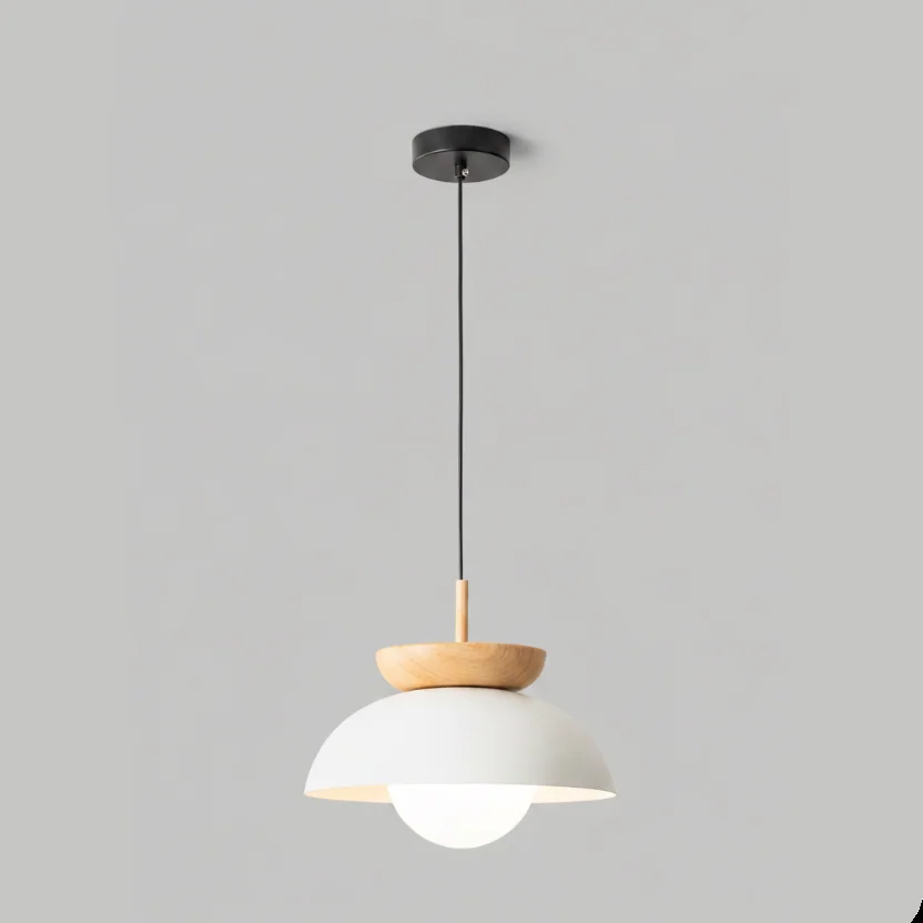 Pendente Metal e Madeira Cúpula Design Nórdico para Ambientes Aconchegantes