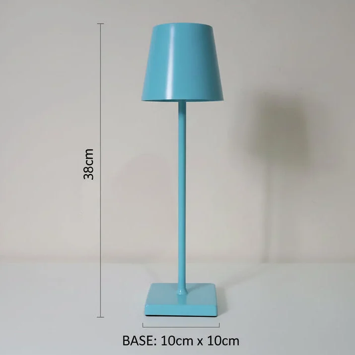 Abajur de Mesa Recarregável Azul Metálico com LED Ajustável