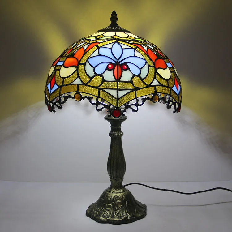 Abajur de Mesa Tiffany 12" Barroco — Vitral Artesanal