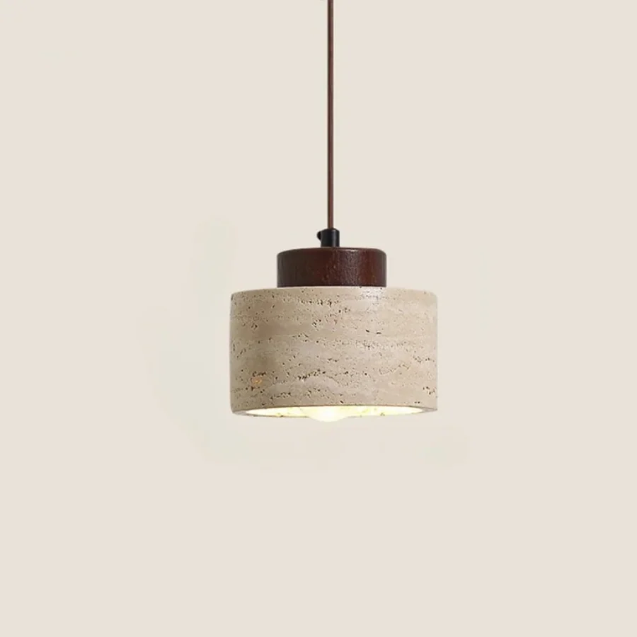 Pendente de Travertino Natural: Sofisticação e Luz Quente para seu Ambiente