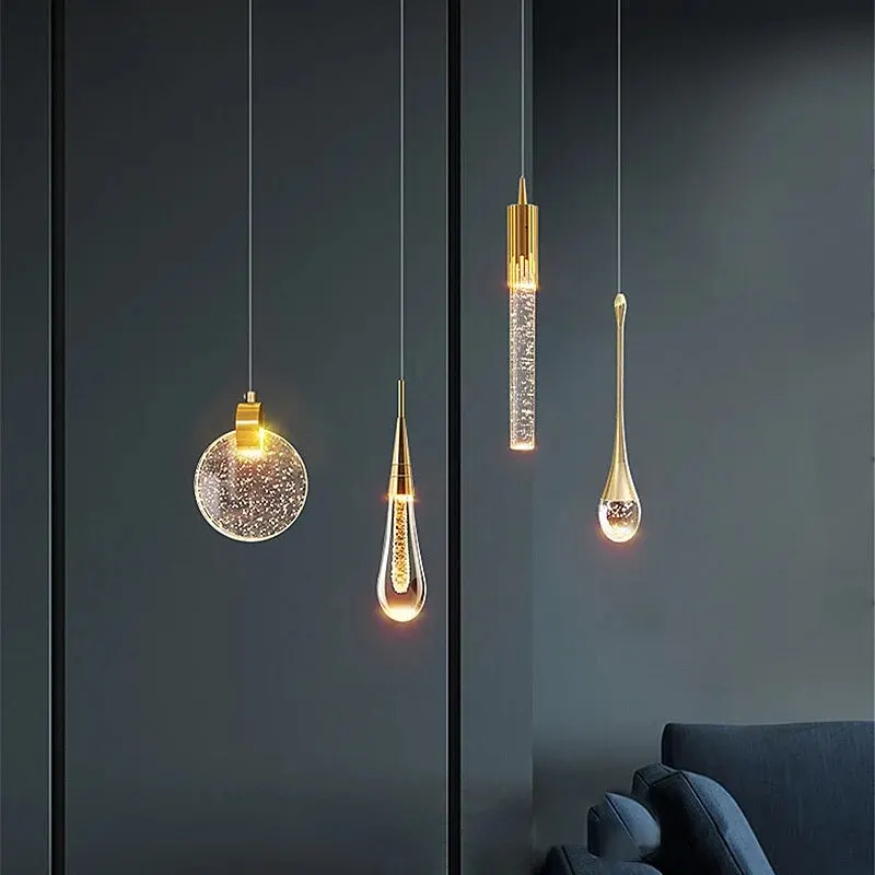 Pendente Cristal Ouro LED com Brilho Deslumbrante