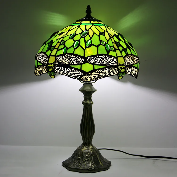 Abajur de Mesa Tiffany 12" Libélula — Vitral Artesanal