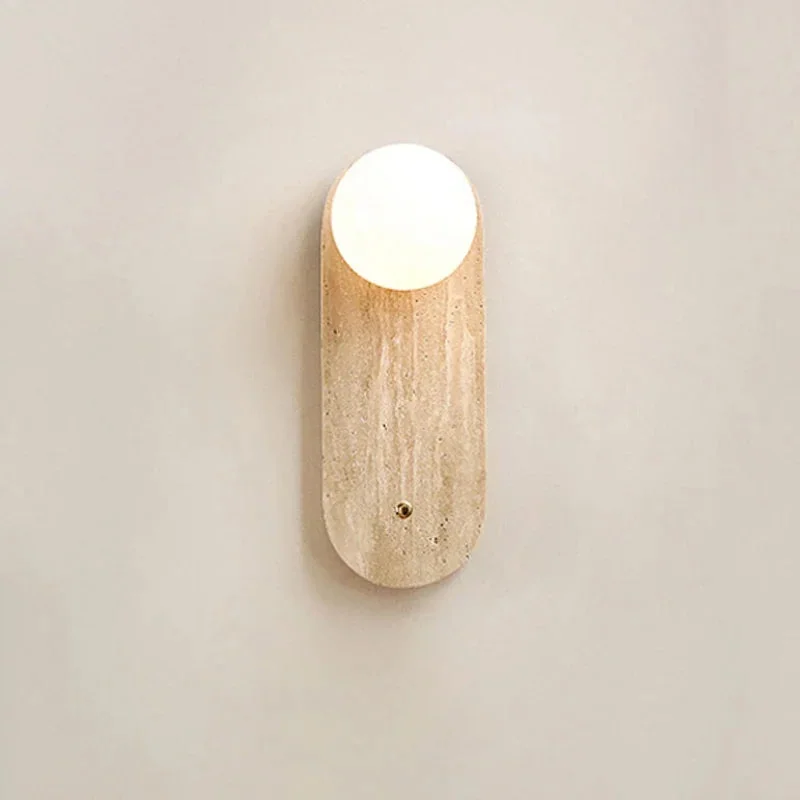 Arandela de Parede Elen em Travertino com Vidro - Iluminação Elegante