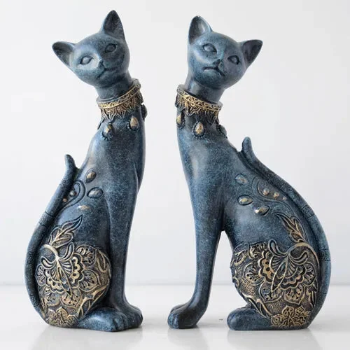 Escultura Gatos da Sorte Decorativos - Charme para seu Ambiente