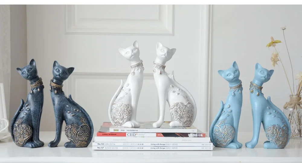 Escultura Gatos da Sorte Decorativos - Charme para seu Ambiente