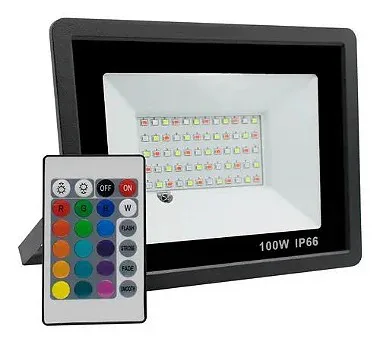 Kit 20 Refletores LED RGB 100W Multicores para Exterior IP65