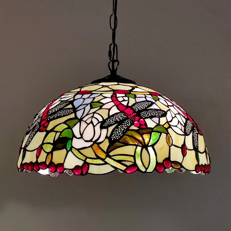 Pendente / Plafon Tiffany 16" Libélula — Vitral Artesanal