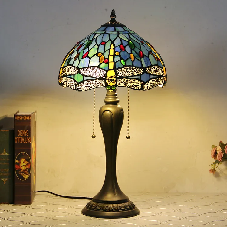 Abajur de Mesa Tiffany 12" Libélula — Vitral Artesanal