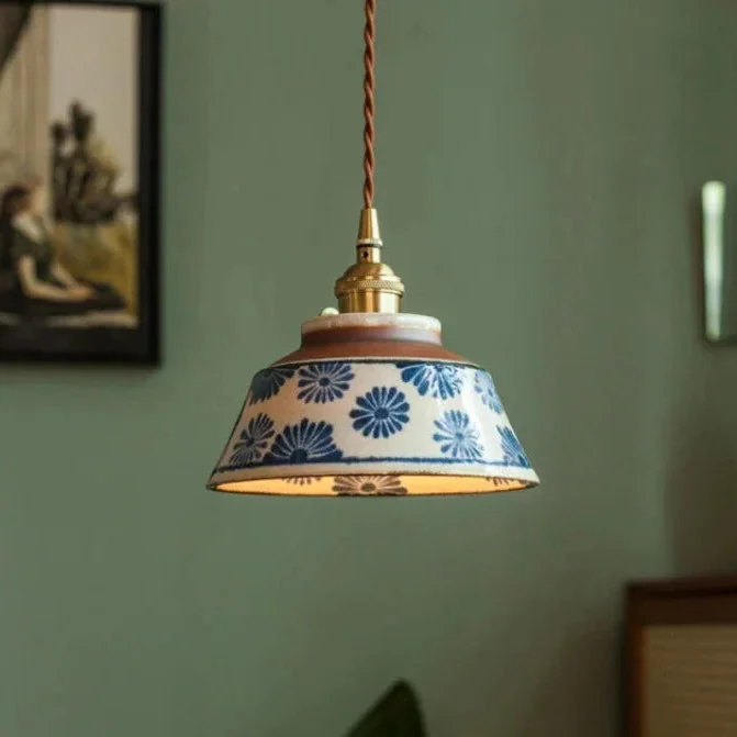 Pendente de cerâmica Provence artesanal com base E27