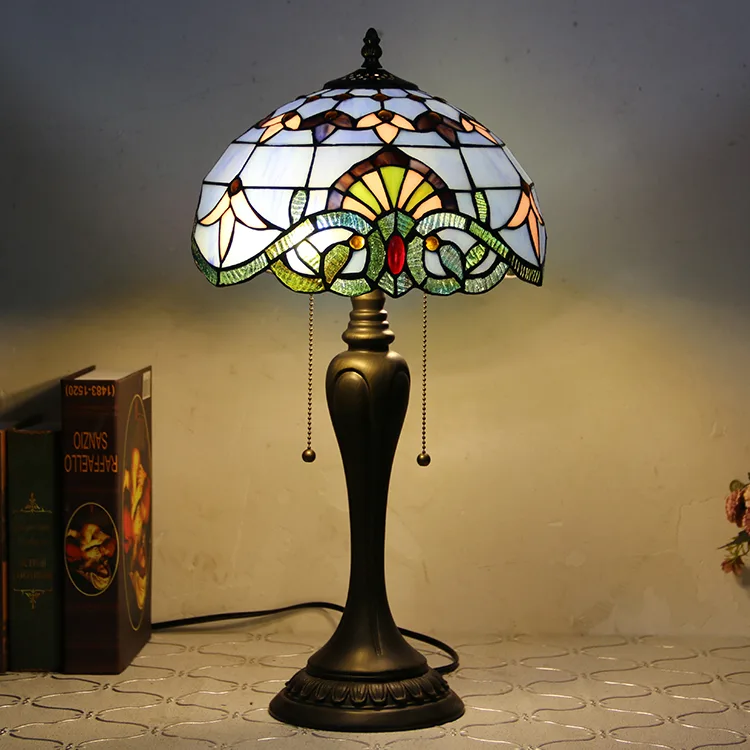 Abajur de Mesa Tiffany 12" Barroco — Vitral Artesanal