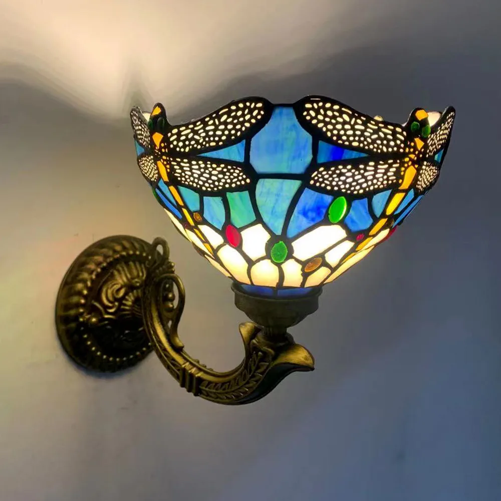 Arandela Tiffany 8" Libélula — Vitral Artesanal
