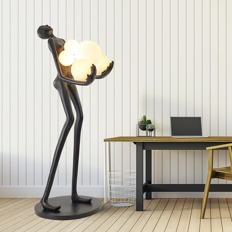 Luminária Escultura Humana com Globos Decorativos