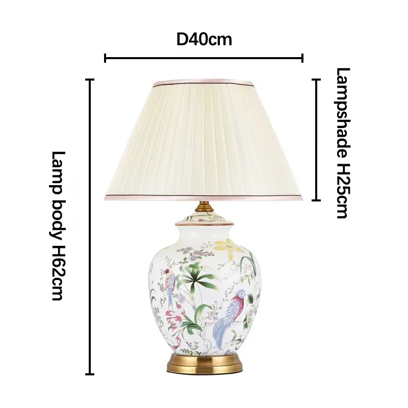 Abajur Clássico Cerâmica Floral em Fundo Branco