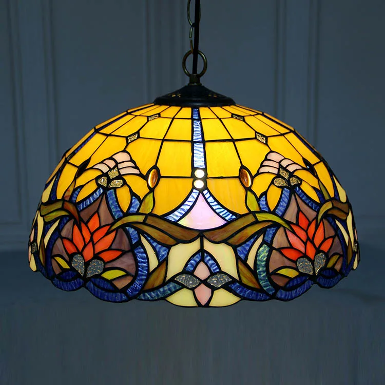 Pendente / Plafon Tiffany 16" Floral — Vitral Artesanal