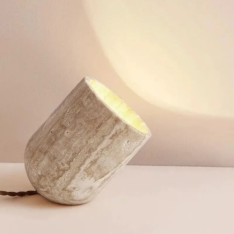 Abajur Uplight Pedra Natural Bivolt com Efeito Escovado