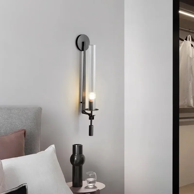 Arandela Decorativa Alessia Vidro Canelado Dourada ou Preta - Bivolt