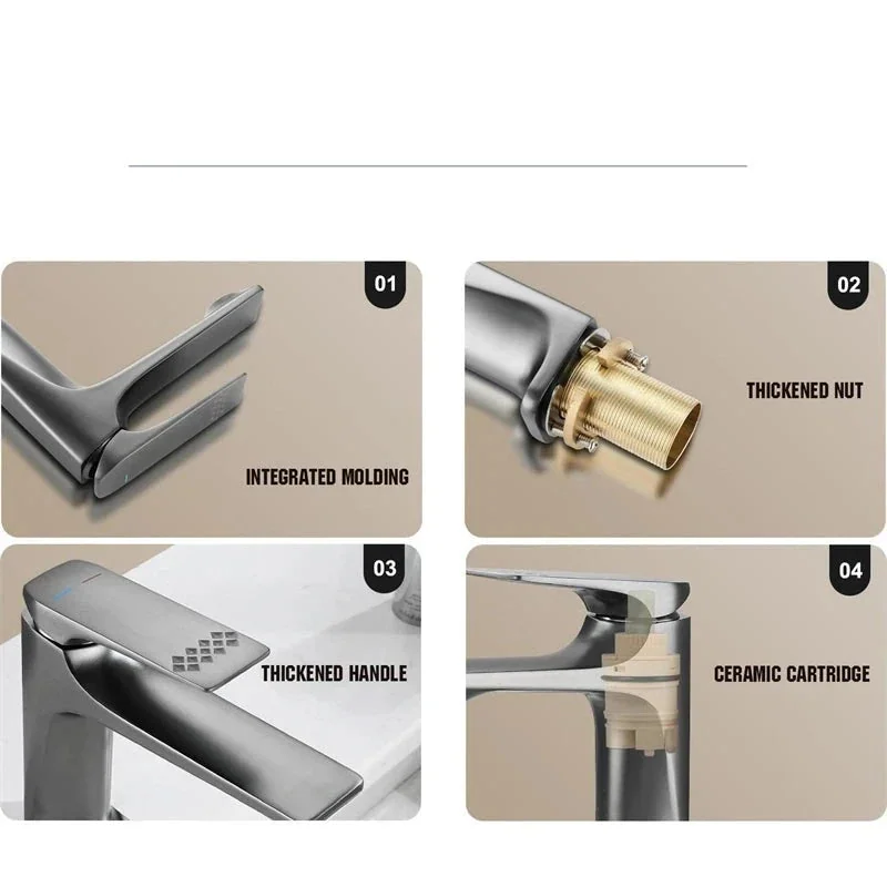 Torneira monocomando Lia para banheiro e lavabo em aço inoxidável