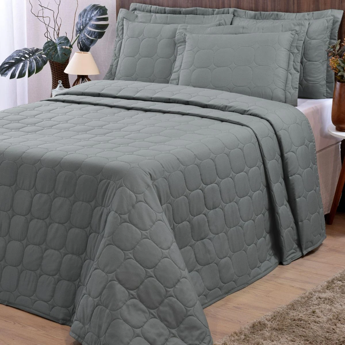 Cobre Leito Luxo Super King 3 Peças Percal 300 Fios Acetinado