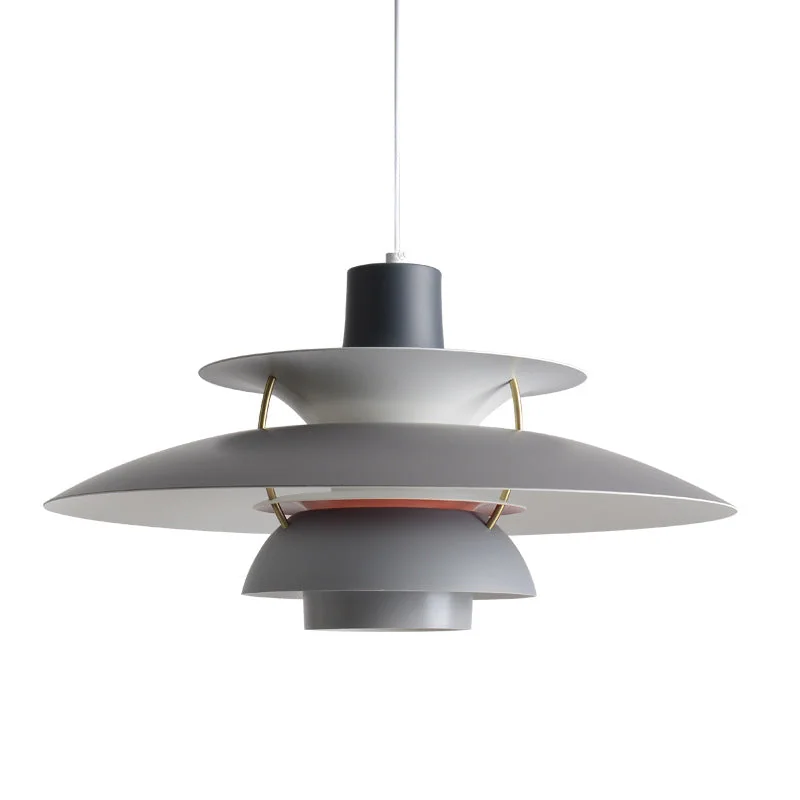 Pendente PH5 cinza estilo dinamarquês 40cm com lâmpada