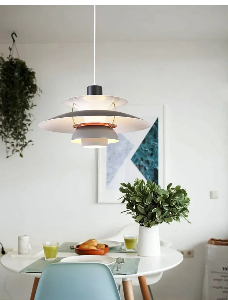 Pendente PH5 cinza estilo dinamarquês 40cm com lâmpada