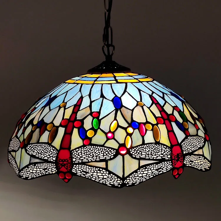 Pendente / Plafon Tiffany 16" Libélula — Vitral Artesanal