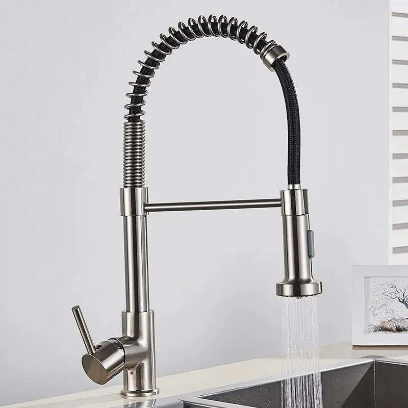 Torneira gourmet com misturador, bico flexível e ducha pull down