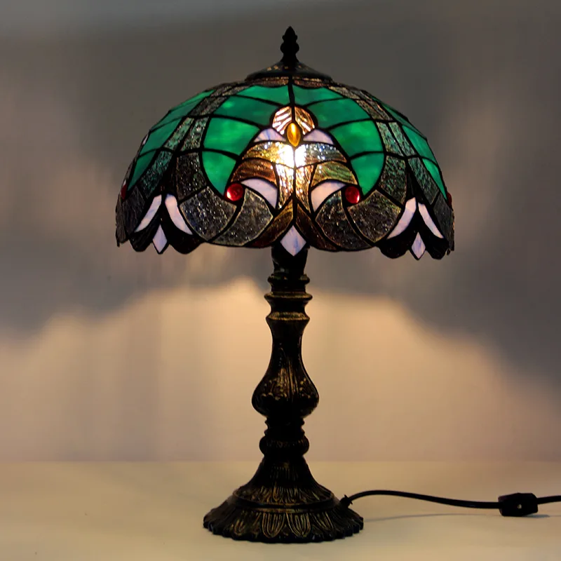 Abajur de Mesa Tiffany 12" Pastoral — Vitral Artesanal