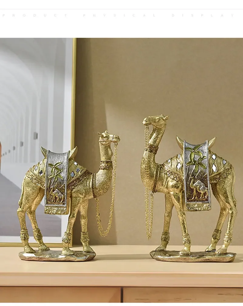 Escultura Decorativa Camelo Dourado: Luxo e Elegância para Seu Lar
