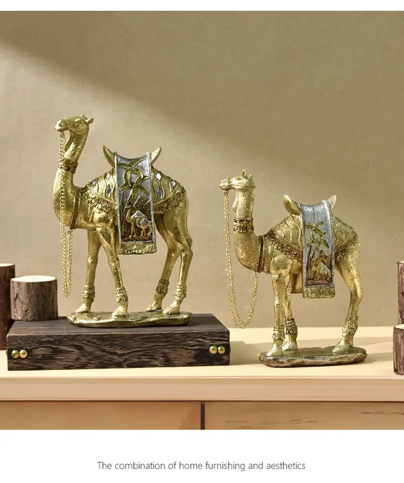 Escultura Decorativa Camelo Dourado: Luxo e Elegância para Seu Lar