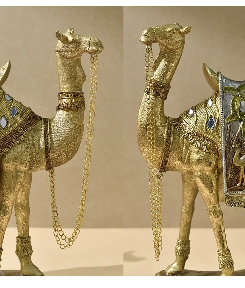 Escultura Decorativa Camelo Dourado: Luxo e Elegância para Seu Lar