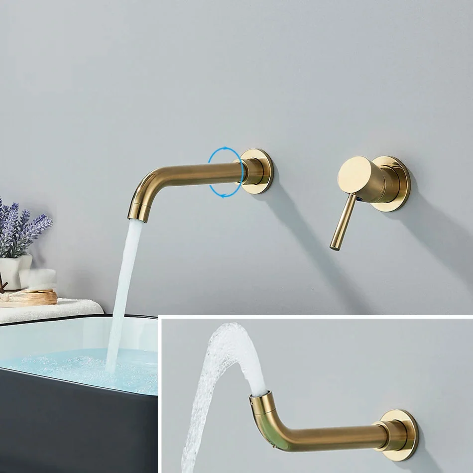 Torneira de parede monocomando para banheiro e lavabo em aço inox