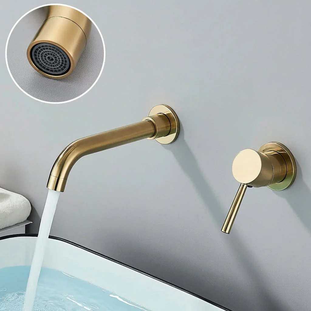 Torneira de parede monocomando para banheiro e lavabo em aço inox